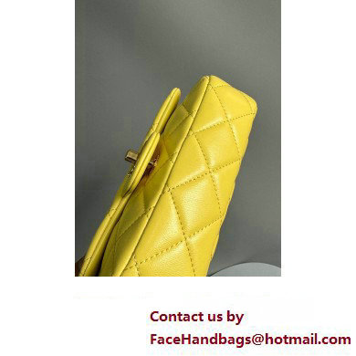 Chanel Lambskin, Resin  &  Gold-Tone Metal Mini Flap Bag with Top Handle AS4847 Yellow 2024